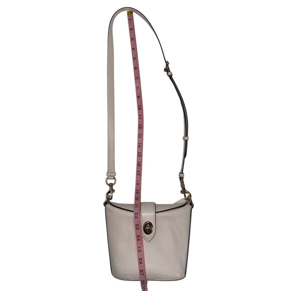 Coach Addie Chalk White Pebbled Leather Crossbody Bucket Bag - Picture 8 of 16